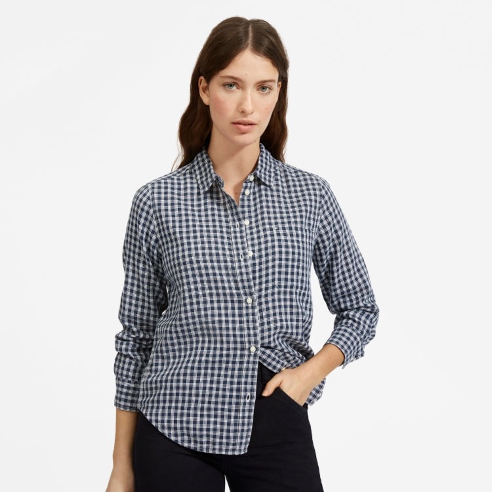 Everlane The Shrunken Cotton Shirt in Blue Check